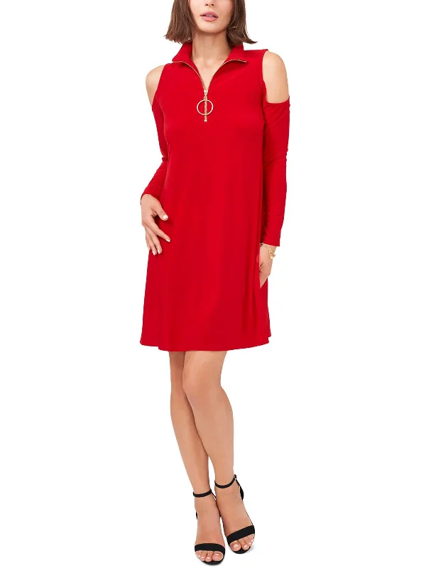 Womens Shimmer Above Knee Shift Dress