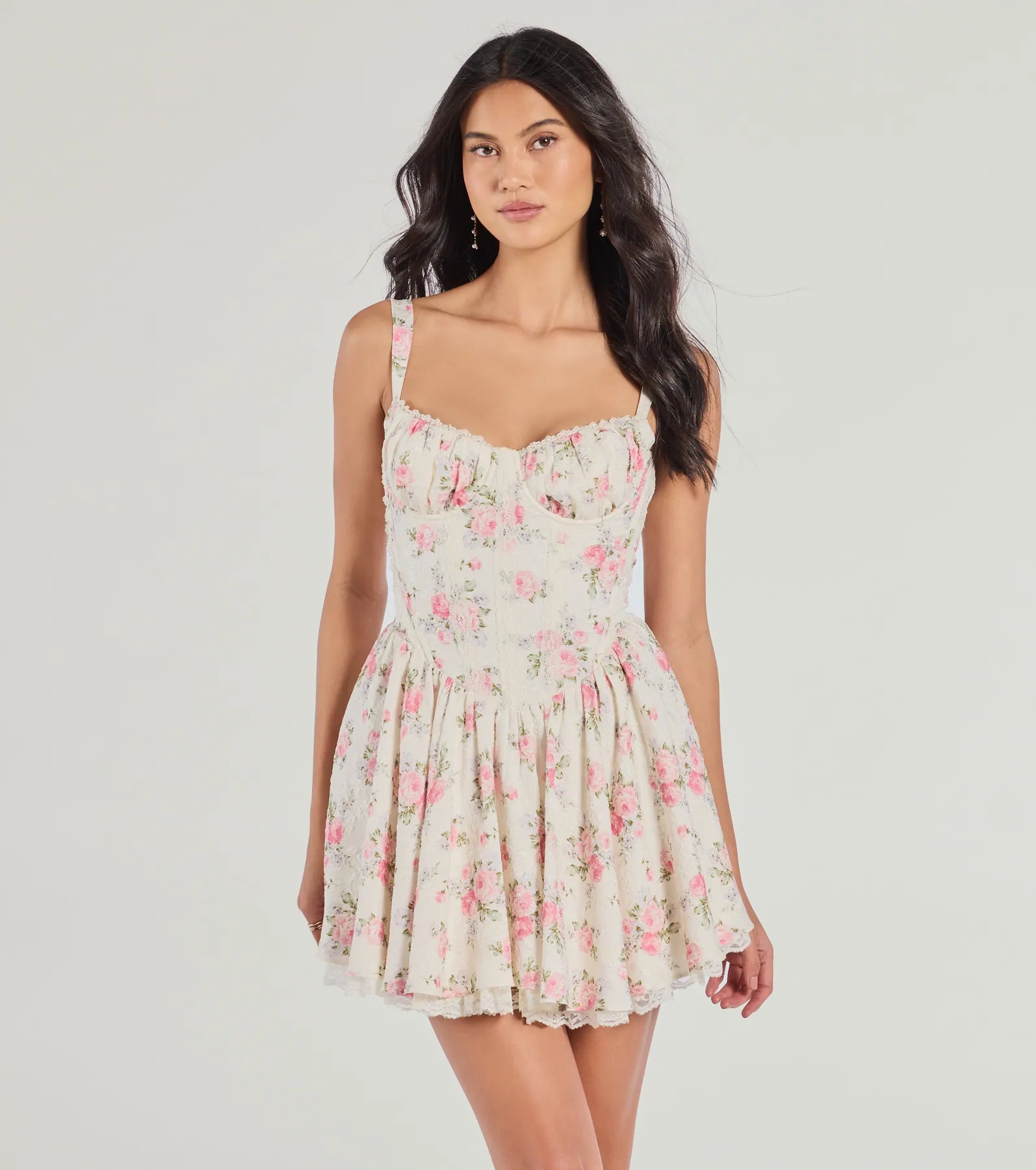 Stroll The Gardens Floral Corset Lace Skater Dress