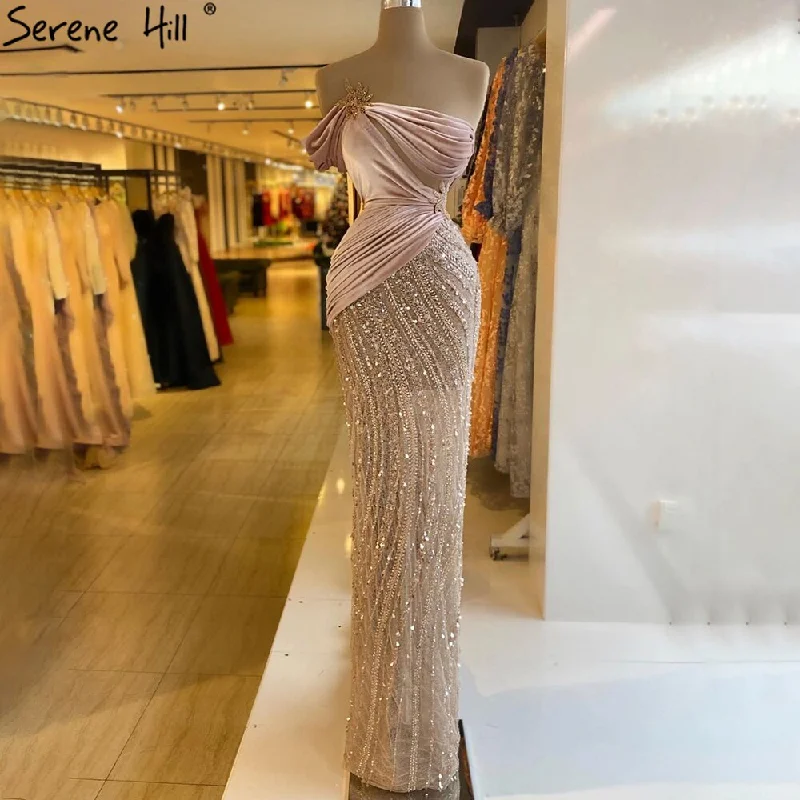 Serene Hill Nude Pink Meramid Evening Dresses Gowns 2024 Luxury Beading Elegant For Women Party LA71095 Serene Hill Nude Pink Meramid Evening Dresses Gowns 2024 Luxury Beading Elegant For Women Party LA71095