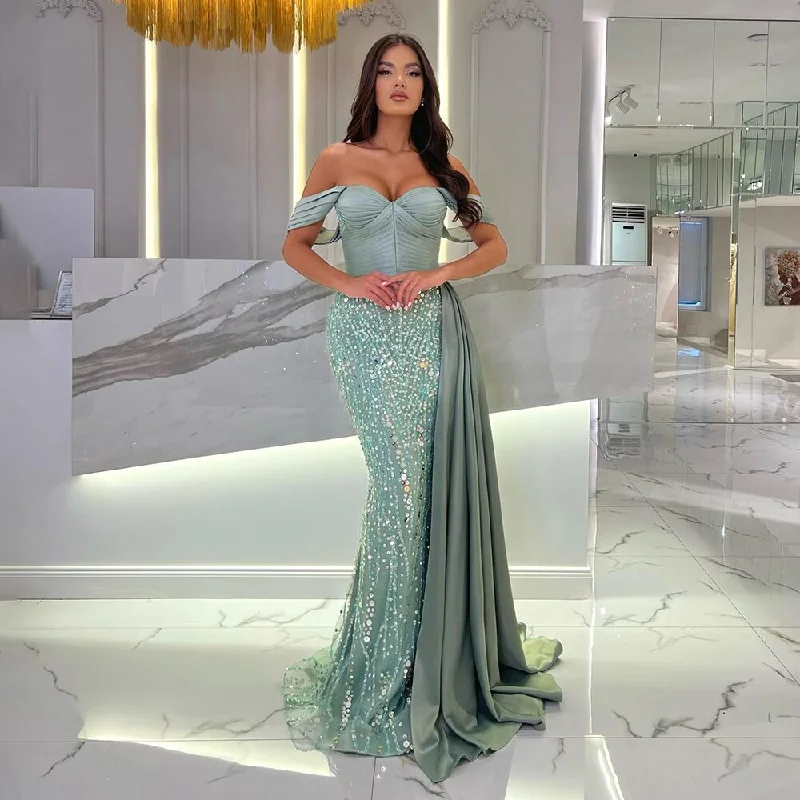 Serene Hill Turquoise With Skirt Mermaid Sexy Strapless Elegant Lace Beaded Evening Dresses Gowns 2024 For Women Party LA71813 Serene Hill Turquoise With Skirt Mermaid Sexy Strapless Elegant Lace Beaded Evening Dresses Gowns 2024 For Women Party LA71813