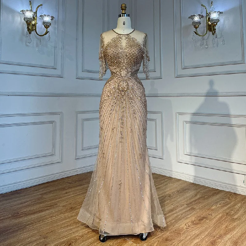 Serene Hill Caramel Cap Sleeves Tassel Mermaid Beaded Evening Dresses Wedding Party Gowns For Mother of the Bride 2024 LA72069 Serene Hill Caramel Cap Sleeves Tassel Mermaid Beaded Evening Dresses Wedding Party Gowns For Mother of the Bride 2024 LA72069