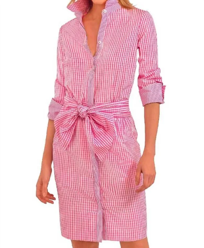 Breezy Blouson Gingham Dress In Pink