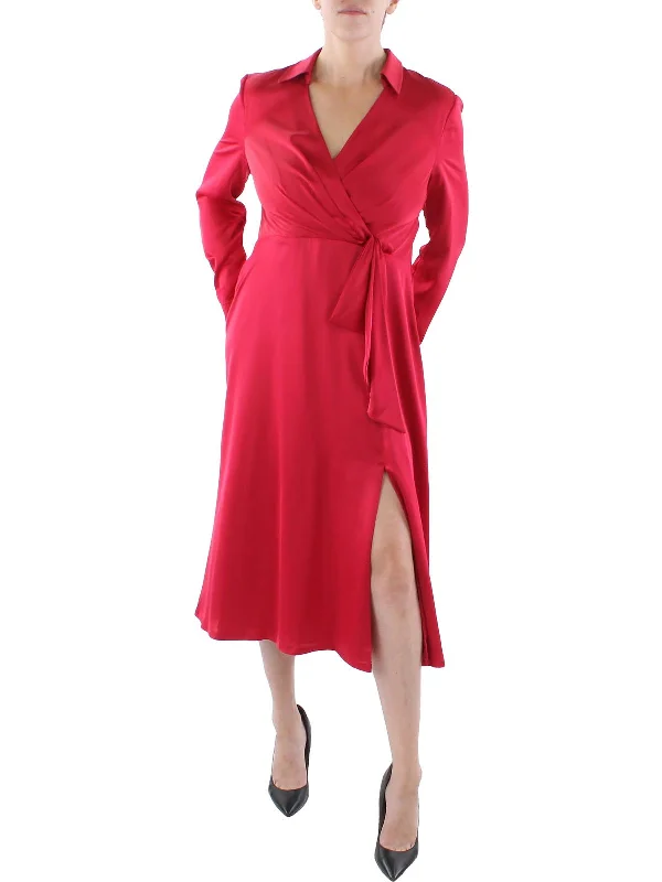 Womens Surplice Collared Wear to Work Dress