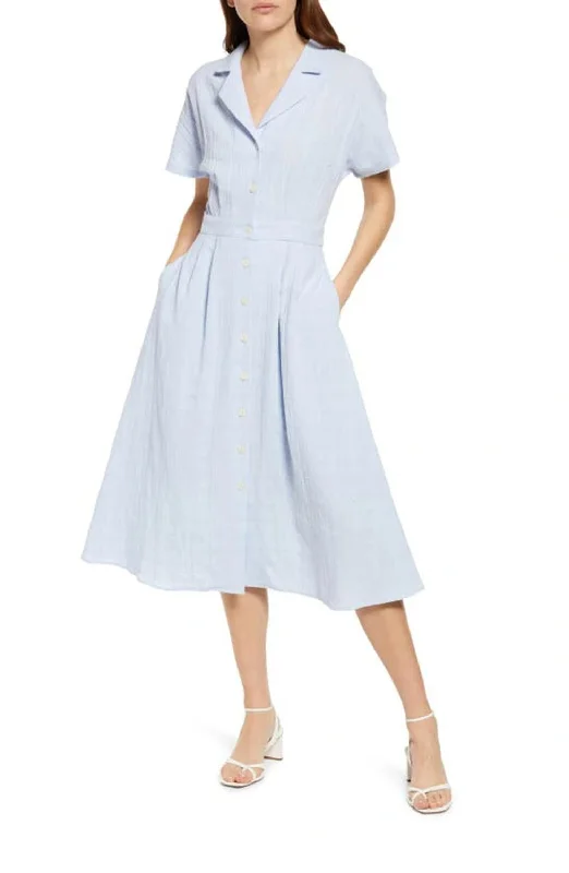 Alexandra Woven Dress In Bleu Clair