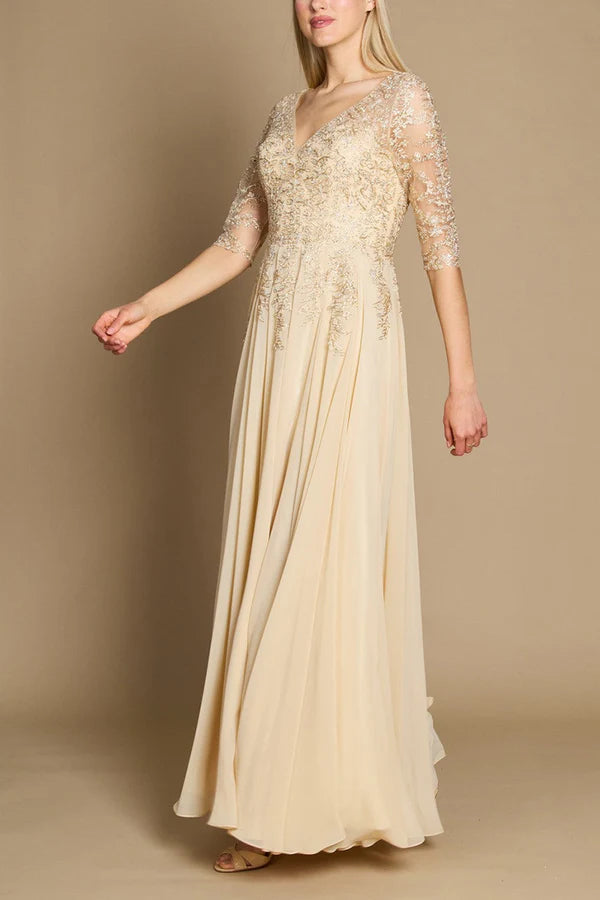 A-line V-neck lace sticker with side slits elegant bridal mother dress mother of the bride dress A-line V-neck lace sticker with side slits elegant bridal mother dress mother of the bride dress