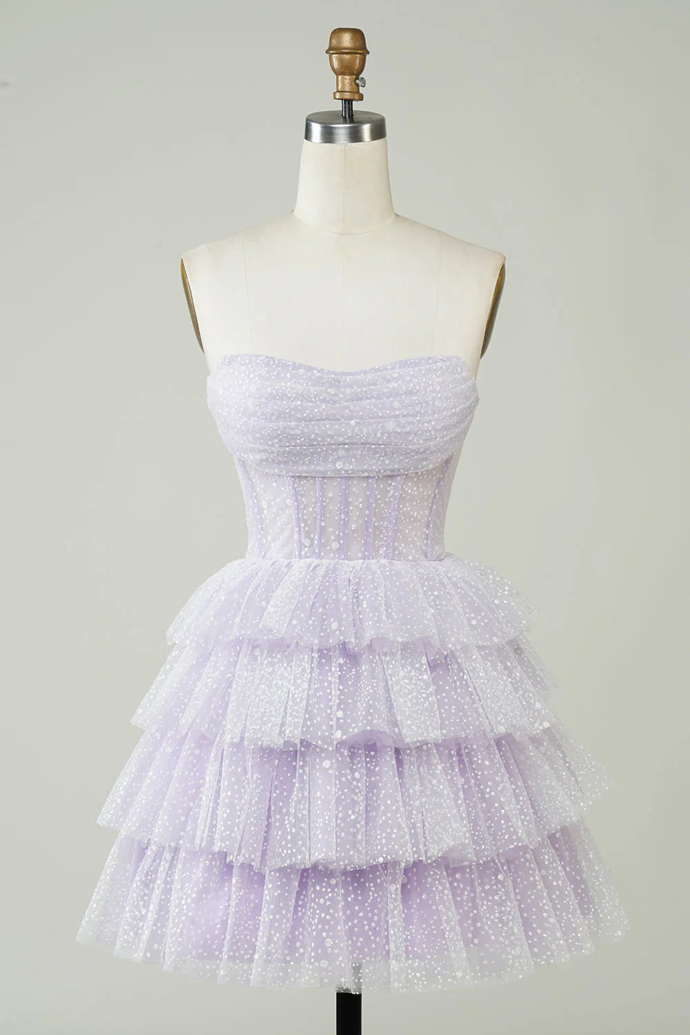 Sparkling purple tight fitting corset layered cute Cocktail Dresses