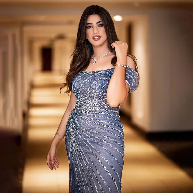 Serene Hill Blue Sexy Boat Neck Split Mermaid Elegant Beaded Arabic Evening Dresses Gowns For Woman Wedding Party 2024 LA71858 Serene Hill Blue Sexy Boat Neck Split Mermaid Elegant Beaded Arabic Evening Dresses Gowns For Woman Wedding Party 2024 LA71858