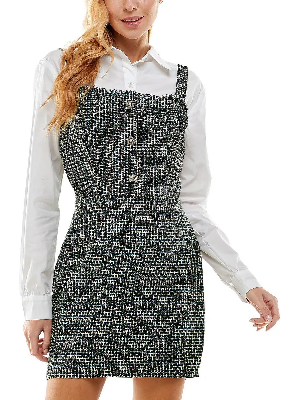 Juniors Womens Knit Jumper Sheath Dress
