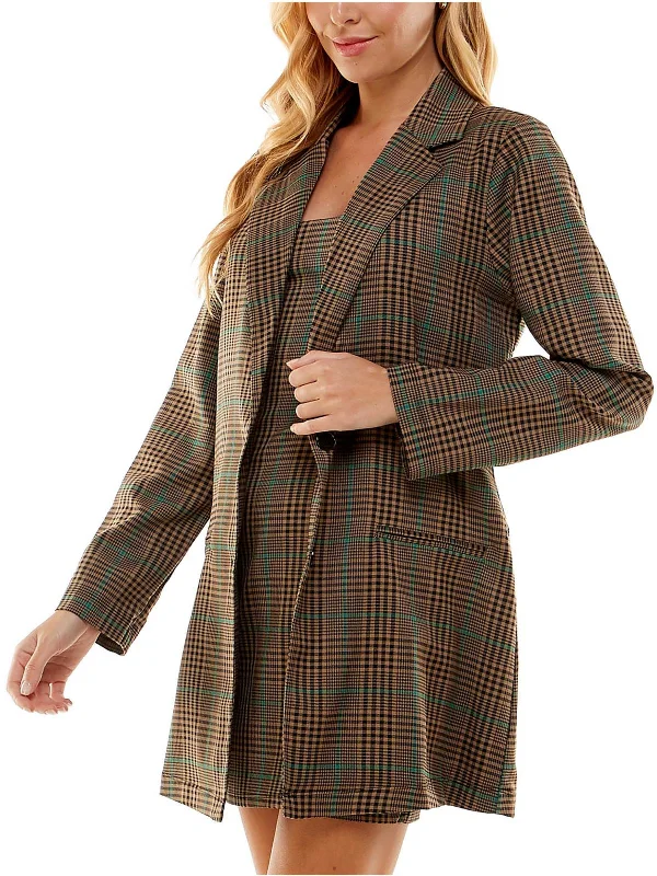 Juniors Womens Knit Plaid Two Piece Dress