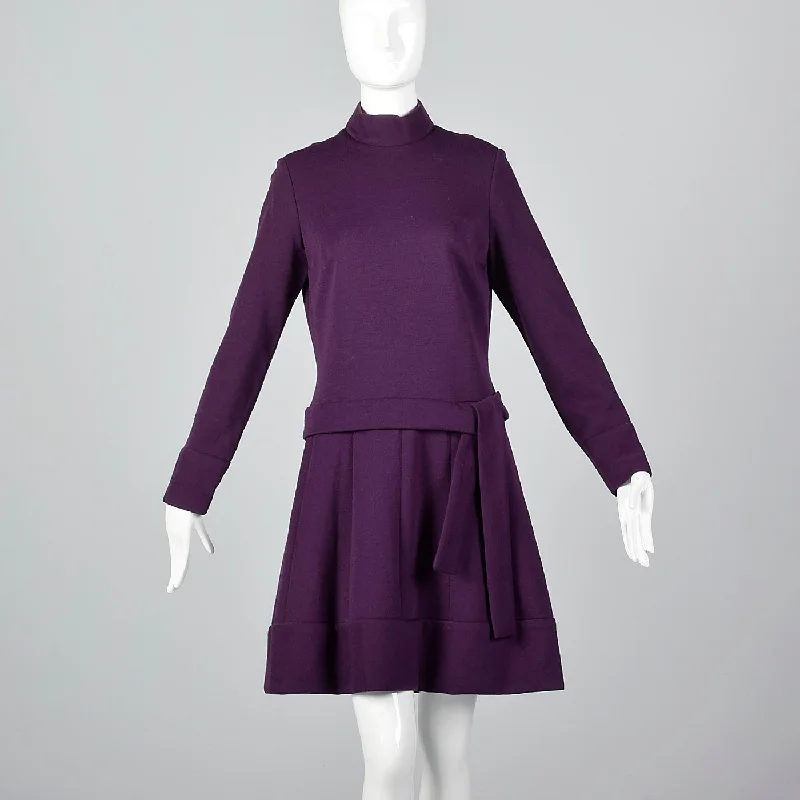 1960s Purple Knit Dress with Dropped Waist
