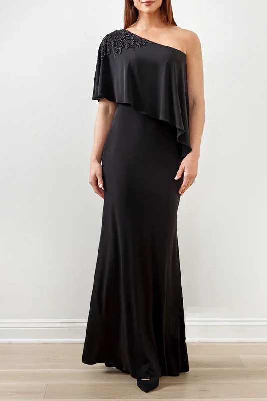 Unique shoulder bead plus size mother of the bride dress