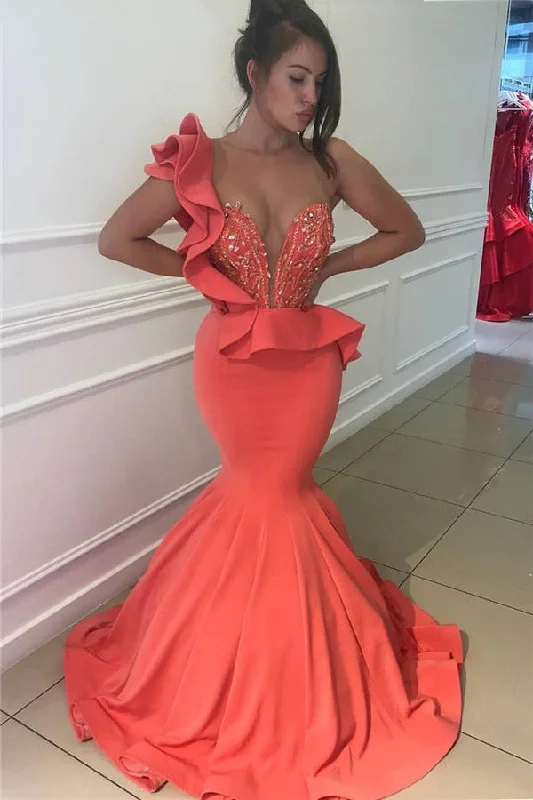 Mermaid One Shoulder Beading Sexy Prom Dresses | Sleeveless Sequins Evening Dress BA9782 Mermaid One Shoulder Beading Sexy Prom Dresses | Sleeveless Sequins Evening Dress BA9782