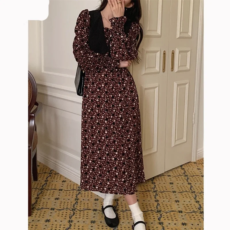 Wjczt 2022 New Floral Chiffon Dresses Women Spring Loose Elegant Doll Collar Dress Female Korean Sweet Puff Sleeve Dresses Wjczt 2022 New Floral Chiffon Dresses Women Spring Loose Elegant Doll Collar Dress Female Korean Sweet Puff Sleeve Dresses