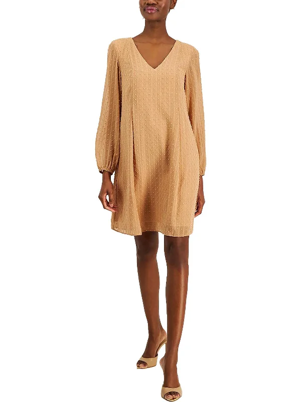 Womens Chiffon Back Tie Shift Dress