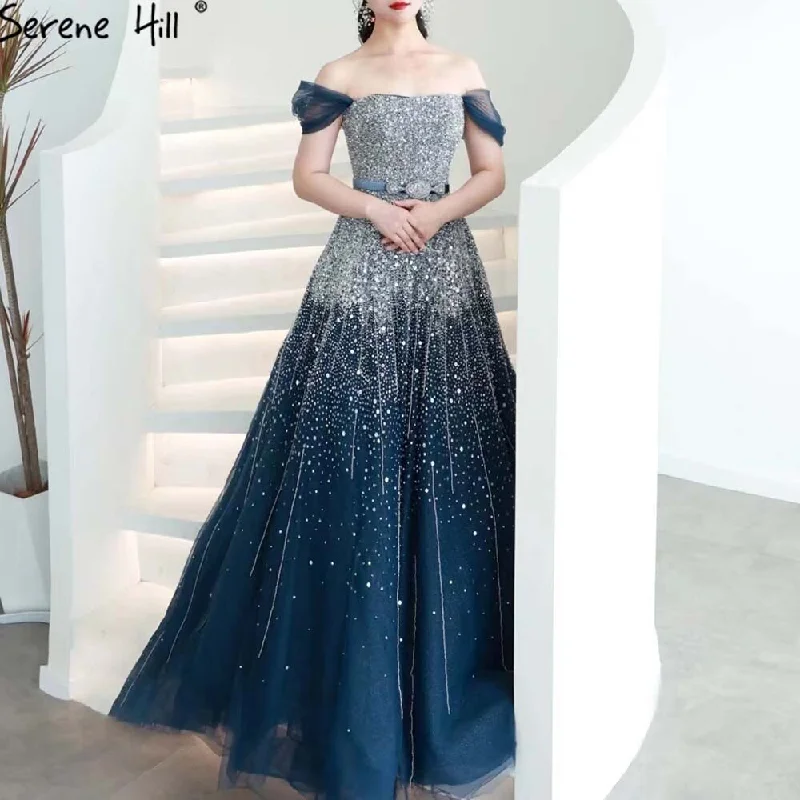 Serene Hill Blue Luxury A-Line Evening Dresses Gowns 2024 Beaded Bling Lace Up For Women Party LA71157A Serene Hill Blue Luxury A-Line Evening Dresses Gowns 2024 Beaded Bling Lace Up For Women Party LA71157A