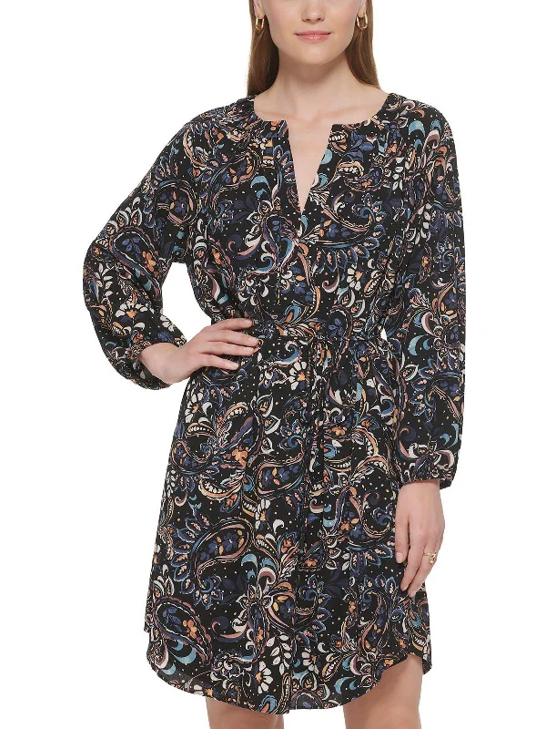 Womens Print Above Knee Shift Dress