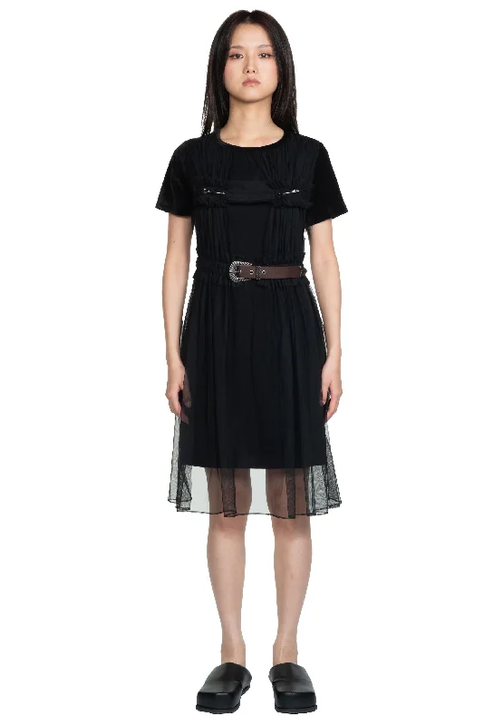 Vlada mesh Belt Velvet Dress