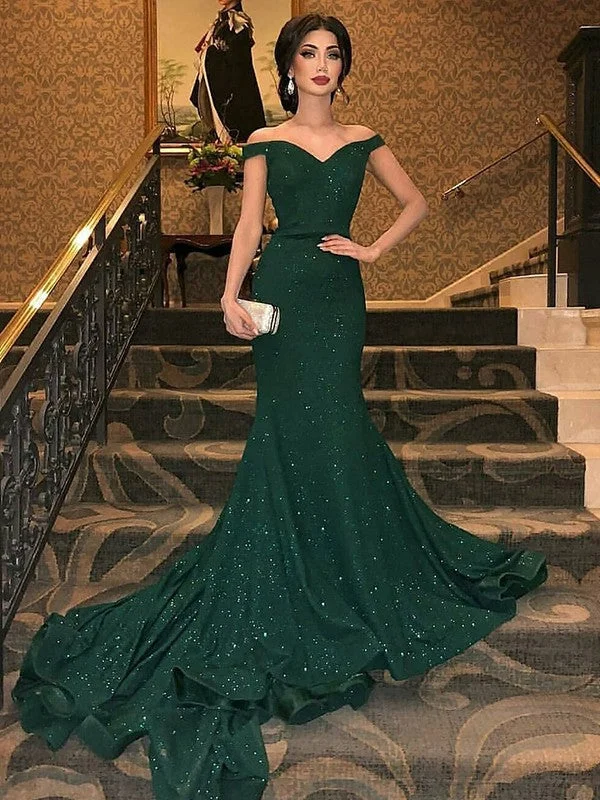Sexy Sequins Sweetheart Evening Dresses Long |  Side-Slit Mermaid Prom Dresses