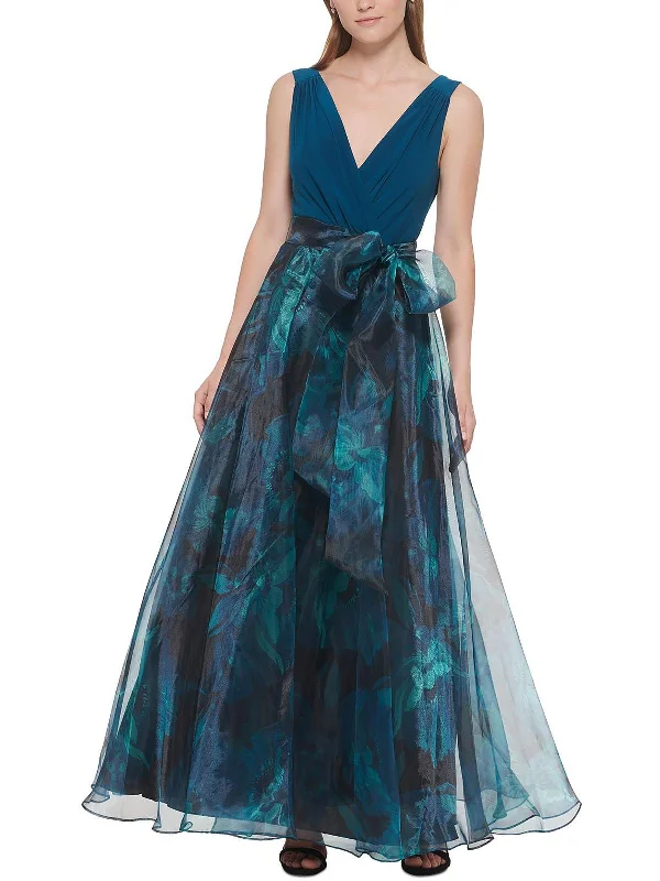 Womens Organza Sleeveless Evening Dress