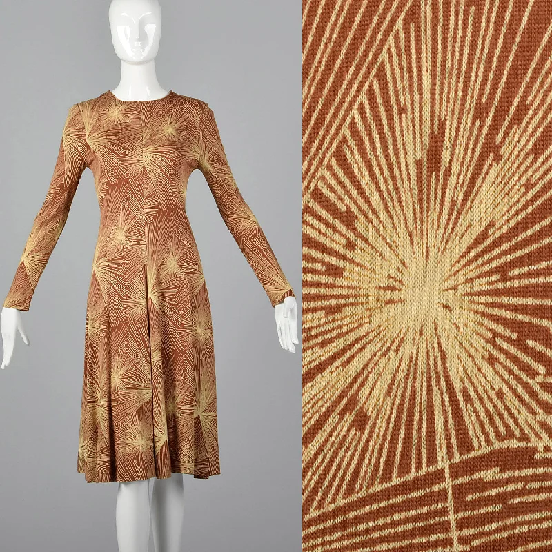 1970s Diane Von Furstenberg Brown Knit Dress