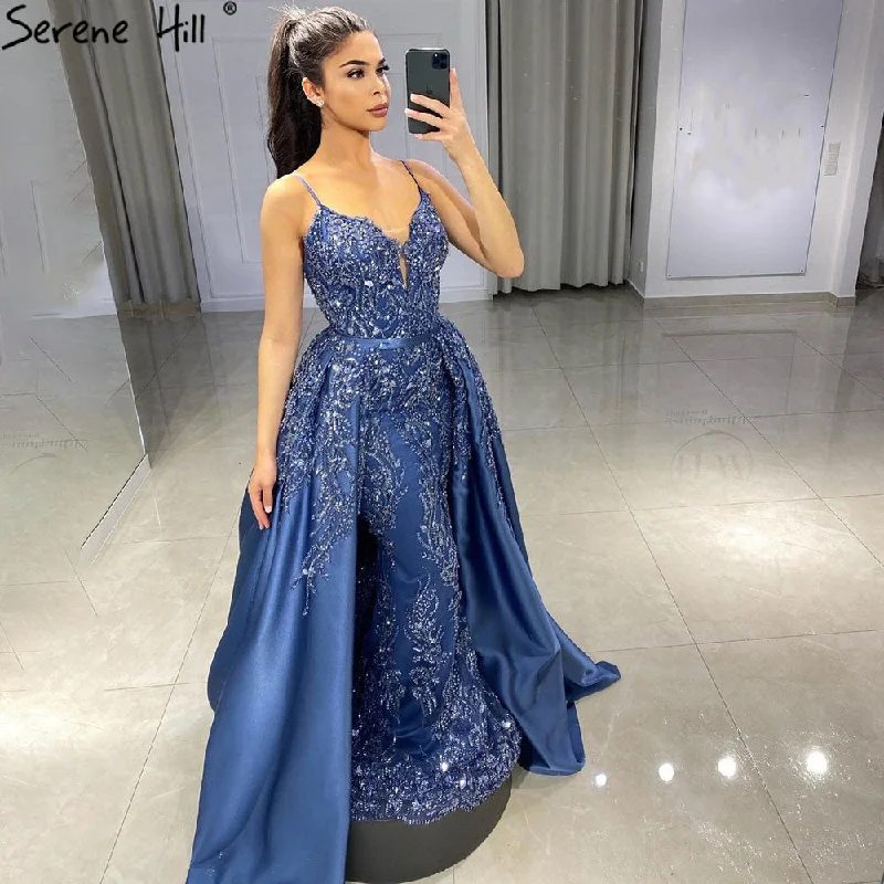 Serene Hill Blue Mermaid Detachable Skirt Evening Dresses Gowns 2024 Beaded Luxury Elegant For Women Party LA71179 Serene Hill Blue Mermaid Detachable Skirt Evening Dresses Gowns 2024 Beaded Luxury Elegant For Women Party LA71179