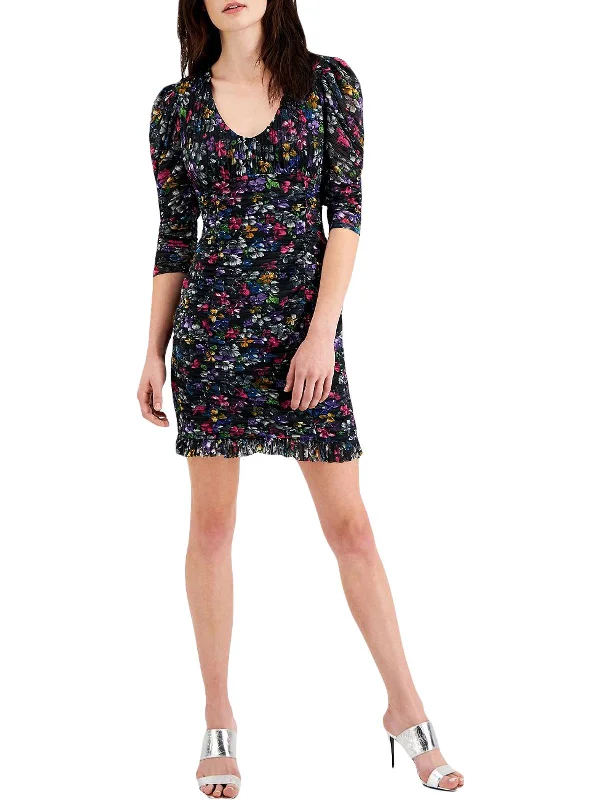 Zelka Alanna Womens Floral Ruched Sheath Dress