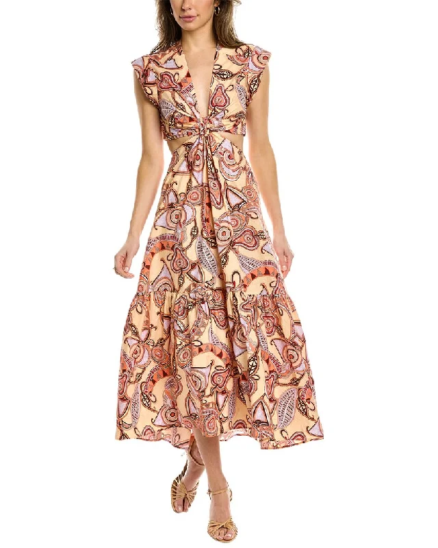 A.L.C. Alexandria Midi Dress Stylish Long Sleeve Floral Midi Dress