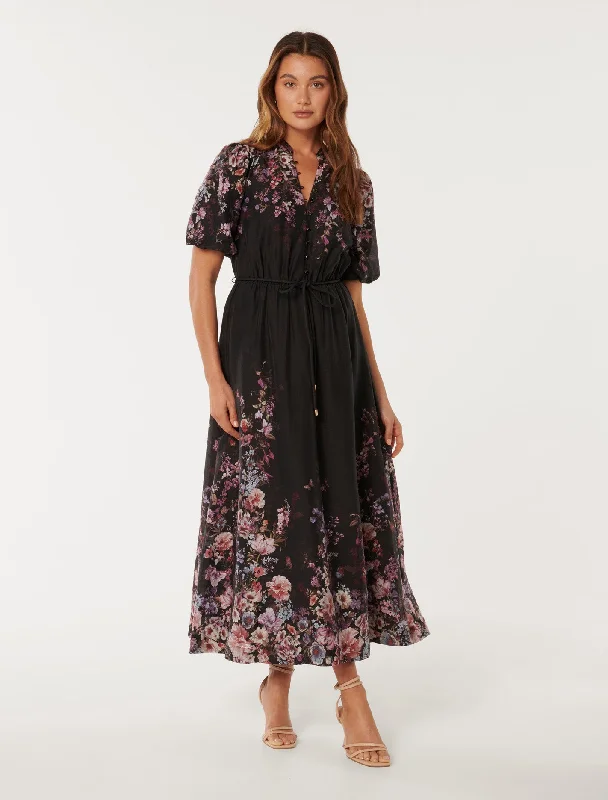 Adele Printed Midi Dress Comfortable Ribbed Midi Dress