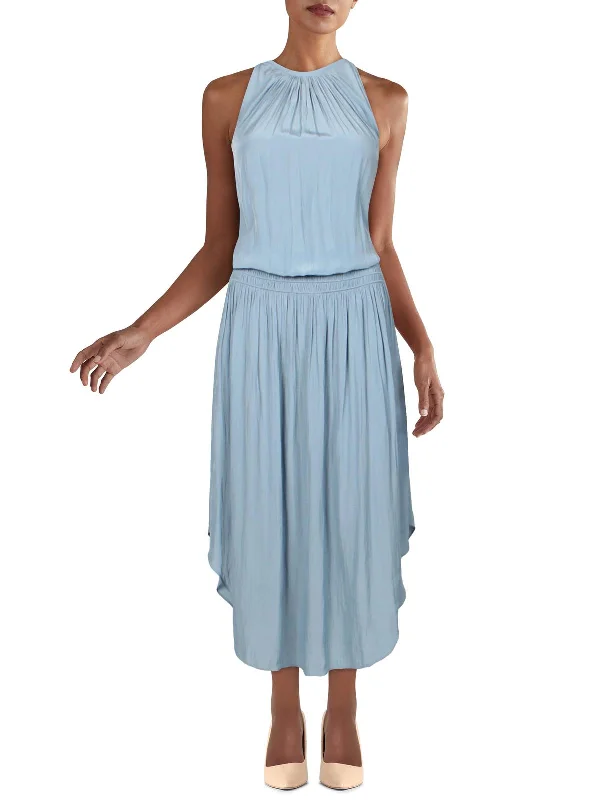 Audrey Womens Halter Drop Waist Midi Dress Fashionable Chiffon Midi Dress