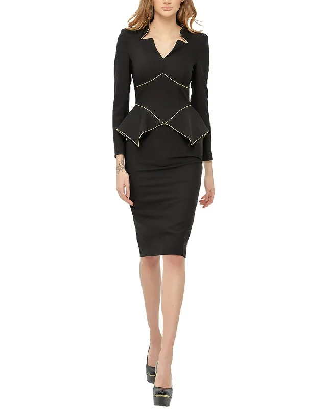 BGL Wool-Blend Midi Dress Elegant Pleated Detail Midi Dress