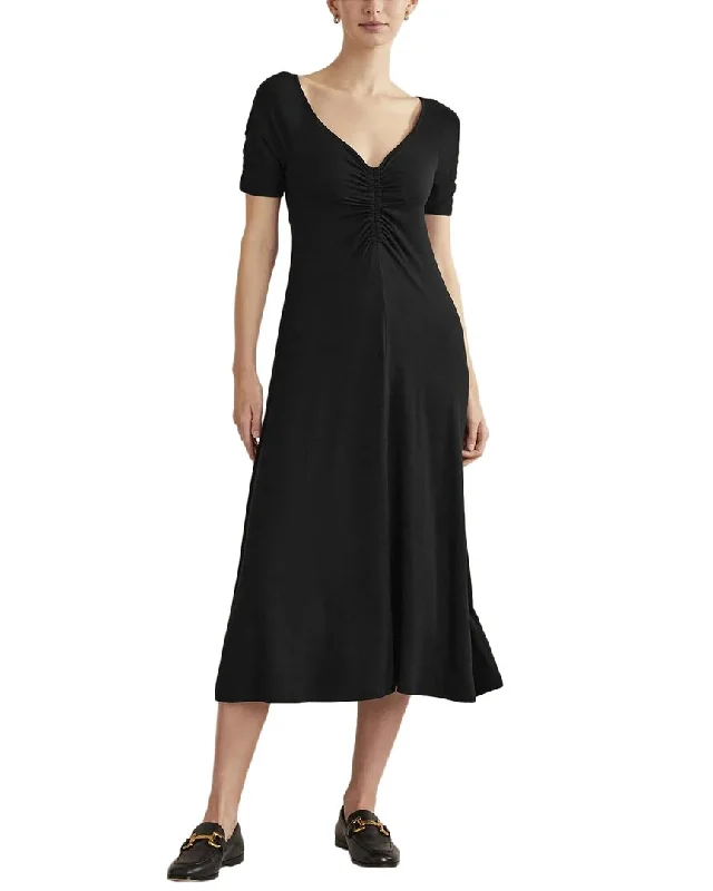Boden Ruched Front Jersey Midi Dress Cozy A-Line Midi Dress