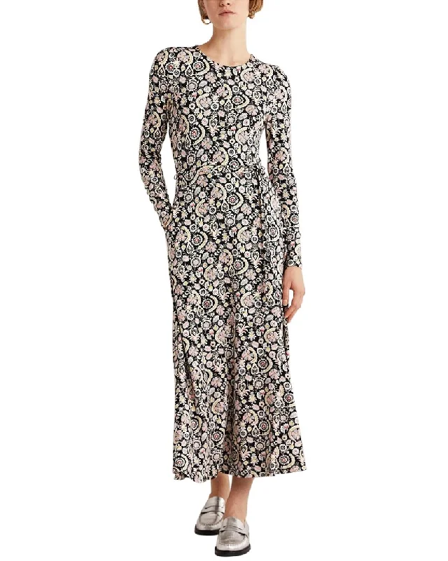 Boden Skirt Detail Jersey Midi Dress Stylish Animal Print Midi Dress