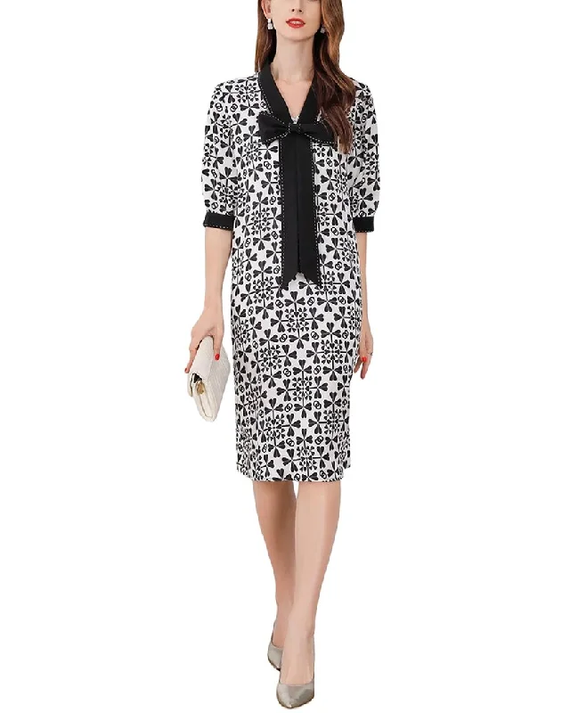 BURRYCO Silk-Blend Midi Dress Stylish Midi Dress with Cuffs