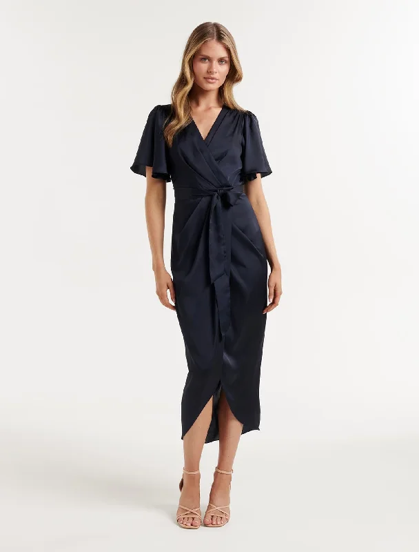 Carolina Satin Midi Dress Stylish Striped Midi Dress