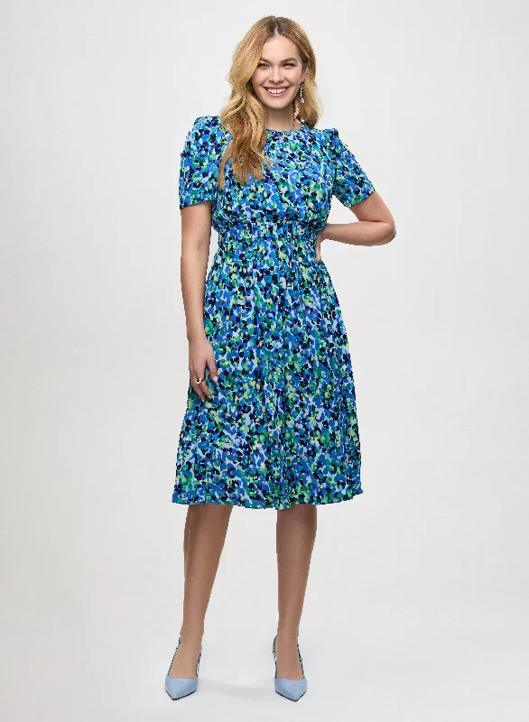 Floral Crepe Midi Dress Fashionable Sheer Sleeve Midi Dress