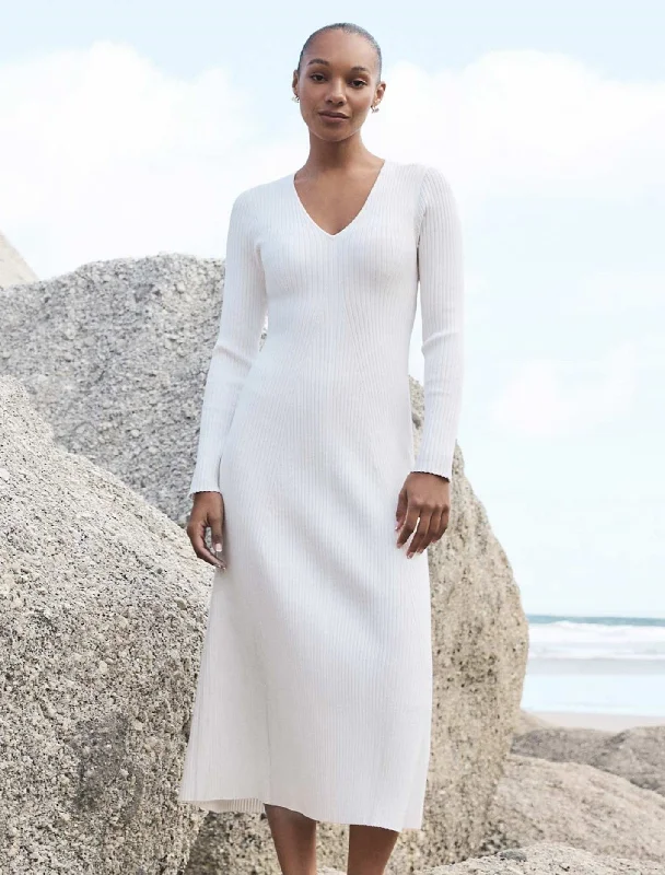 Florence Rib Detail Midi Dress Comfortable Adjustable Strap Midi Dress