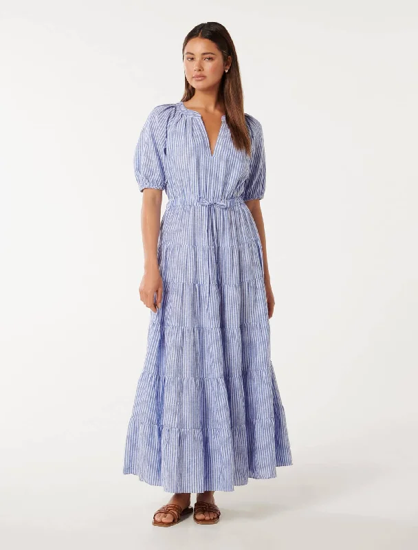 Gabbie Tiered Midi Dress Fashionable Polka Dot Midi Dress