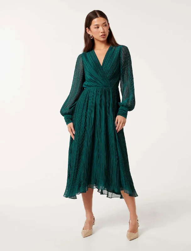 Genevieve Crinkle Midi Dress Fashionable Casual Midi Dress