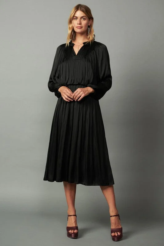 Halston Midi Dress Stylish Pleated Skirt Midi Dress