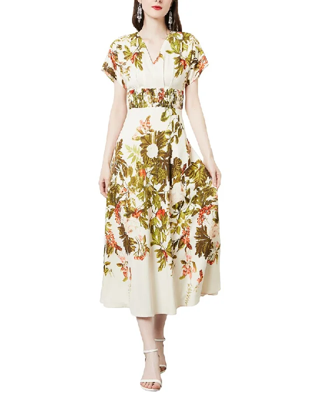Kaimilan Midi Dress Trendy Off-Shoulder Button Midi Dress