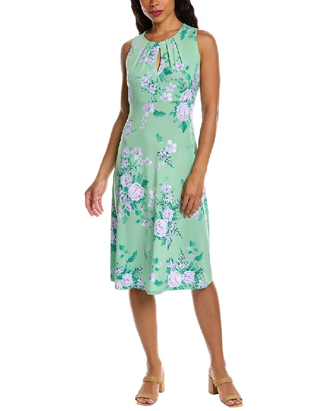 London Times Keyhole Midi Dress Trendy Tiered Hem Midi Dress