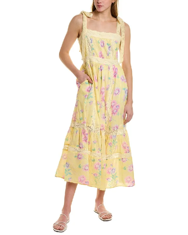 LoveShackFancy Ayala Midi Dress Cozy Midi Dress with Pockets
