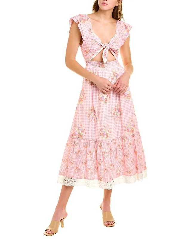 LoveShackFancy Emeka Midi Dress Trendy Flared Sleeve Midi Dress