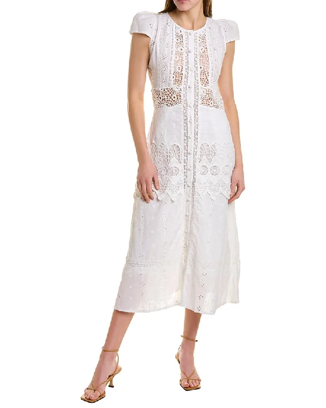 LoveShackFancy Tussan Midi Dress Stylish Wraparound Midi Dress