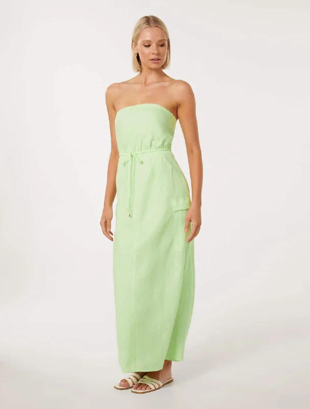 Mabel Strapless Cargo Midi Dress Comfortable Fit-and-Flare Midi Dress