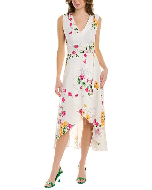 MAISON TARA Floral Midi Dress Classic Black Midi Dress