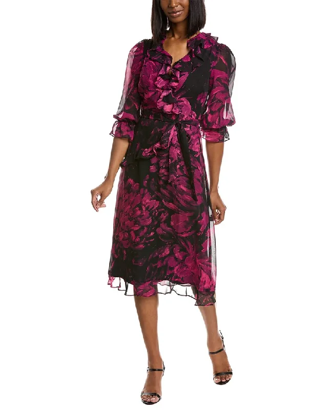 MAISON TARA Ruffle Midi Dress Fashionable Casual Midi Dress