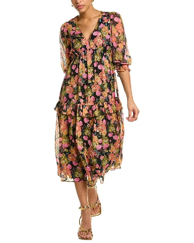 Maison Tara Zoey Floral Midi Dress Stylish Silk Midi Dress