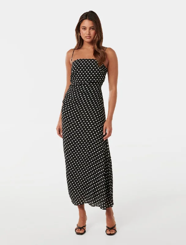 Maisy Ruched Side Midi Dress Chic Floral Print Midi Dress