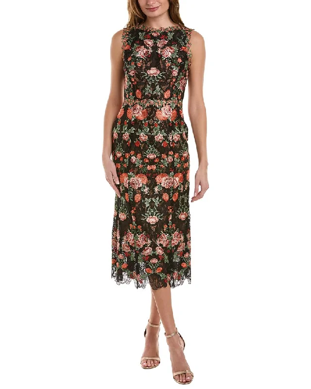 Marchesa Notte Lace Midi Dress Elegant Satin Slip Midi Dress